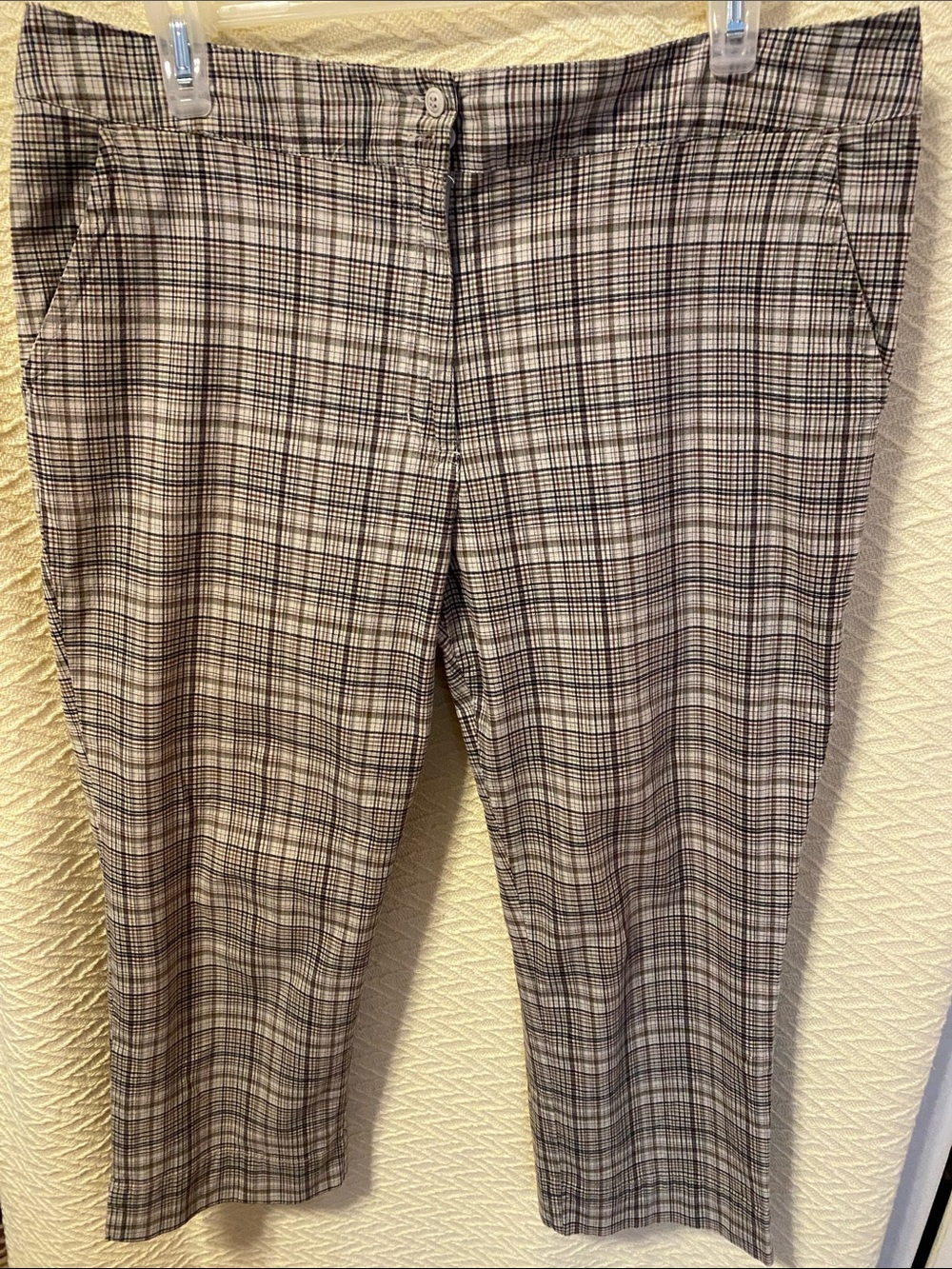 White Stag Women's Plaid Capris in Brown and White